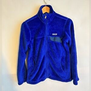 Patagonia Zip Up Re-Tool Jacket Womens Small Plush Pile Blue Snap T Fleece